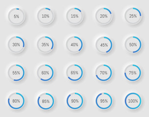 Loading progress or infographic element. Percentage 3D icons. Vector illustration.