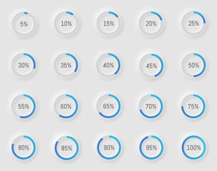 Loading progress or infographic element. Percentage 3D icons. Vector illustration.