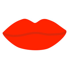 Red lips sign, love or Valentines day concept, flat style doodle design element, vector