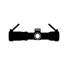 Tactical Scope Silhouette. Black and White Icon Design Element on Isolated White Background