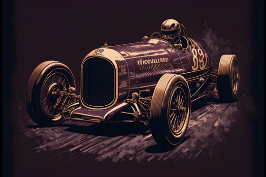 Formula 1 Classic Car, Generative AI, Illustration