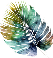 Green Natural Watercolor Palm Tropical Leaf Illustration Generative AI