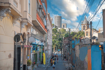 Fototapeta na wymiar streets of the old city of Rio de Janeiro