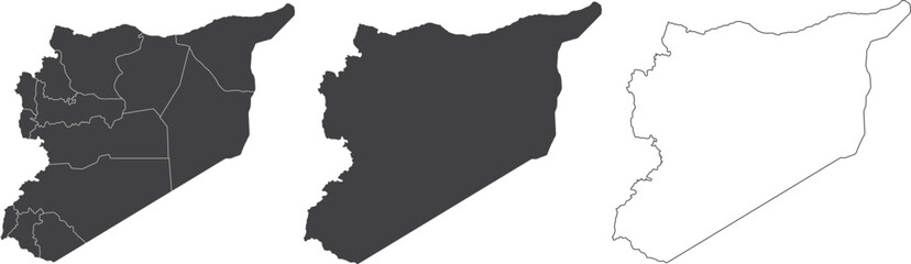 set of 3 maps of Syria - vector illustrations