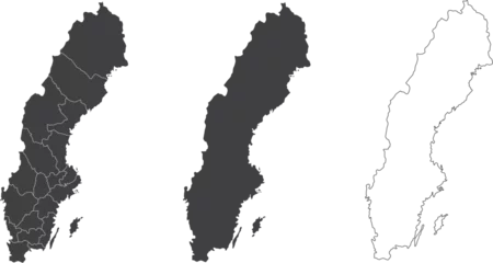 Fotobehang set of 3 maps of Sweden - vector illustrations © agrus