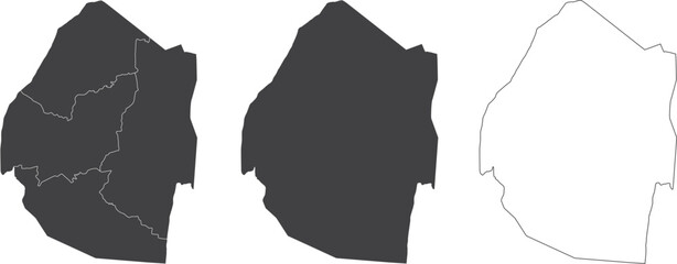 set of 3 maps of Eswatini - vector illustrations