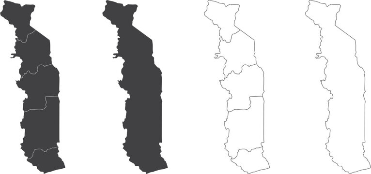 set of 3 maps of Togo - vector illustrations