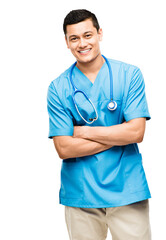 A young male nurse isolated on a PNG background.