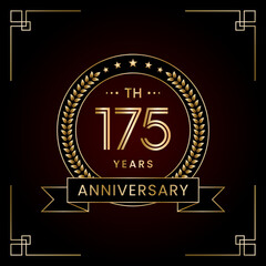 Fototapeta na wymiar 175th Anniversary Logo Design Concept with Laurel wreath for Birthday Celebration Event. Line Art Design, Logo Vector Template