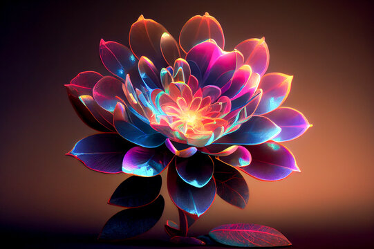 Beautiful glowing flower, ai illustration