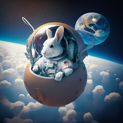 Easter bunny in space created with AI