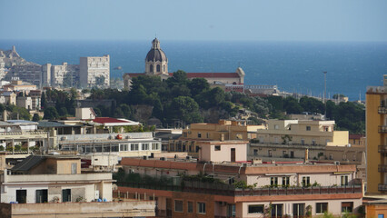 Fototapeta na wymiar Mid view of the city of Cagliari, Sardinia, in bright sunshine