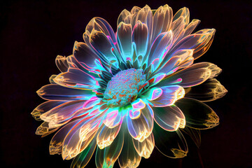 Beautiful glowing flower, ai illustration
