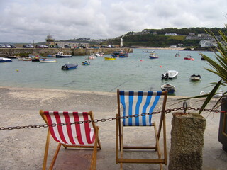 chairs on the beachte in St. Ives Cornwall