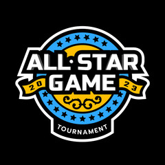 All star game logo, emblem on a dark background. Vector illustration.