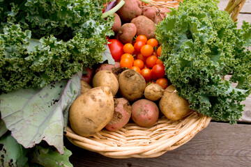 A basket of organic vegetables.