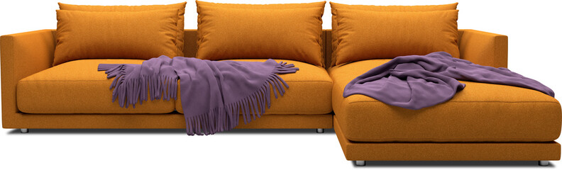 sofa orange with ottoman purple blanket hq arch viz cutout