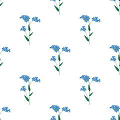 Summer vector pattern with blue flowers