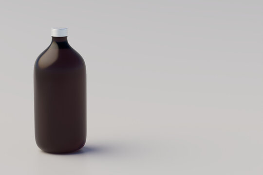 Minimalistic concept. Cold Brew Coffee Amber. Brown Large Glass Bottle Packaging Mockup. Simple Bottles. Blank Label. 3D Rendering