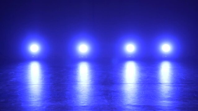 Stage lighting in the studio. Professional concert light on stage. Prerequisites for various projects. Lighting equipment in a nightclub. The concept of nightlife, music, entertainment and technology.