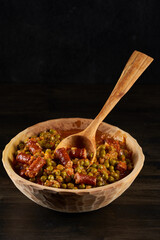 Pea stew with sausages