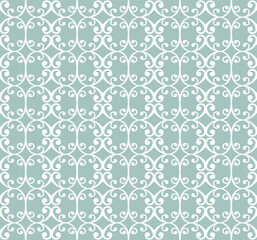 Floral vector light blue and white ornament. Seamless abstract classic background with flowers. Pattern with repeating floral elements. Ornament for wallpaper and packaging