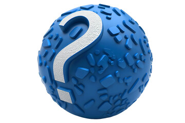 Question mark on 3d ball, isolated png