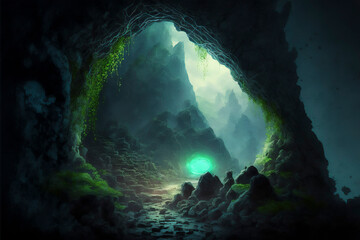 Jade stone cave for game background