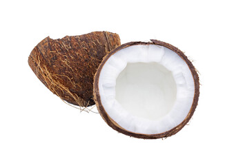 Half a coconut on a transparent background
