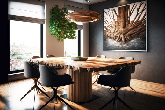 Beautiful Stylish Conference Table Made Of Solid Wood In Director's Office