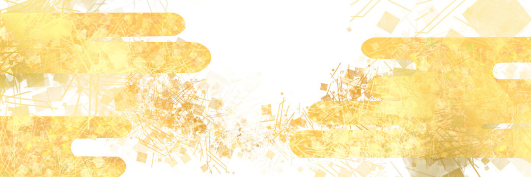 平安美術風の金銀砂子と和風雲背景のおめでたいお正月イラスト