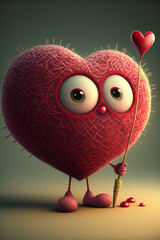 Fototapeta Cute valentines heart. Valentines day card. Adorable heart cartoon character obraz