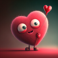 Fototapeta Cute valentines heart. Valentines day card. Adorable heart cartoon character obraz
