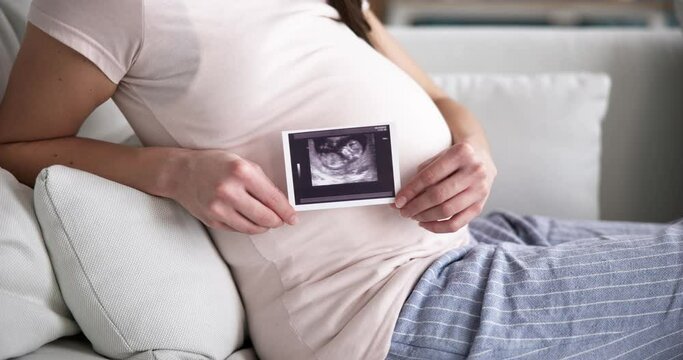 Pregnant Woman With Ultrasound Image