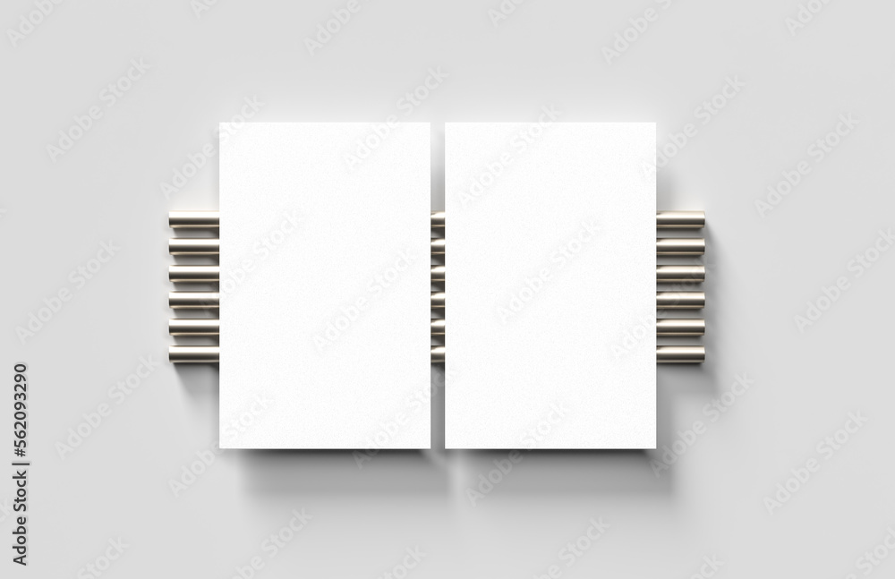 Wall mural realistic business card mock up isolated on white background. 3d illustration. - Wall murals