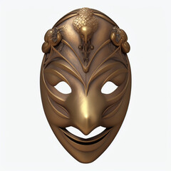 Venetian Bronze mask. Digital illustration. Generative AI. Isolated on white. - obrazy, fototapety, plakaty