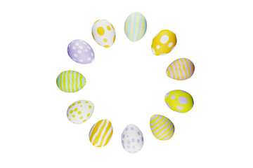 Colorful Easter eggs circle without background
