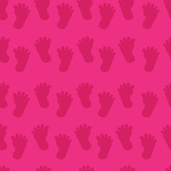 Baby footprint pink seamless pattern. Silhouette baby footprint icon isolated on pink background for baby girl.Baby shower.