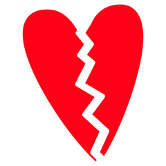 Broken Heart Symbol on Transparent Background
