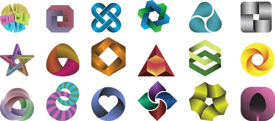 3D  Shape Collection 1. Vector Geometric Shape Logo Back ground Colorful  Icon Brand