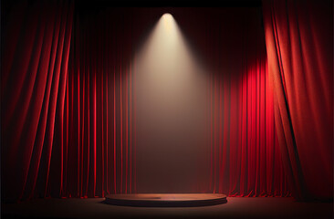 stage with curtains and spotlight - obrazy, fototapety, plakaty