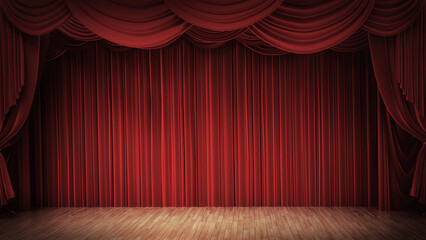 red stage curtains - 562095847