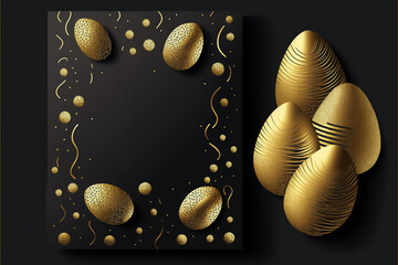 cartão com ovos dourados de páscoa 