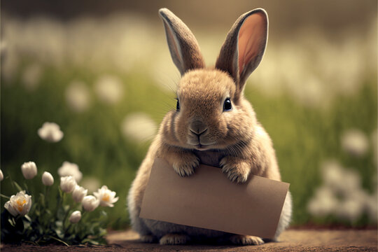 coelho lindo com cartaz cartão para pascoa 
