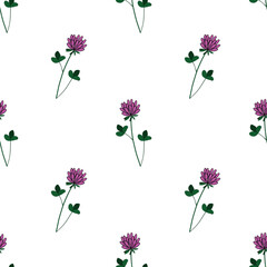 Summer vector pattern with clover flowers