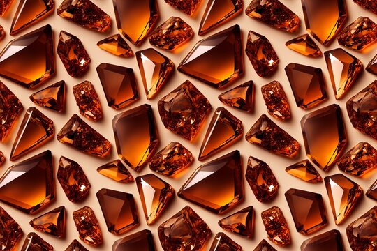 琥珀 アンバー 茶色 飴色の宝石 鉱石のパターンイラスト Generative AI