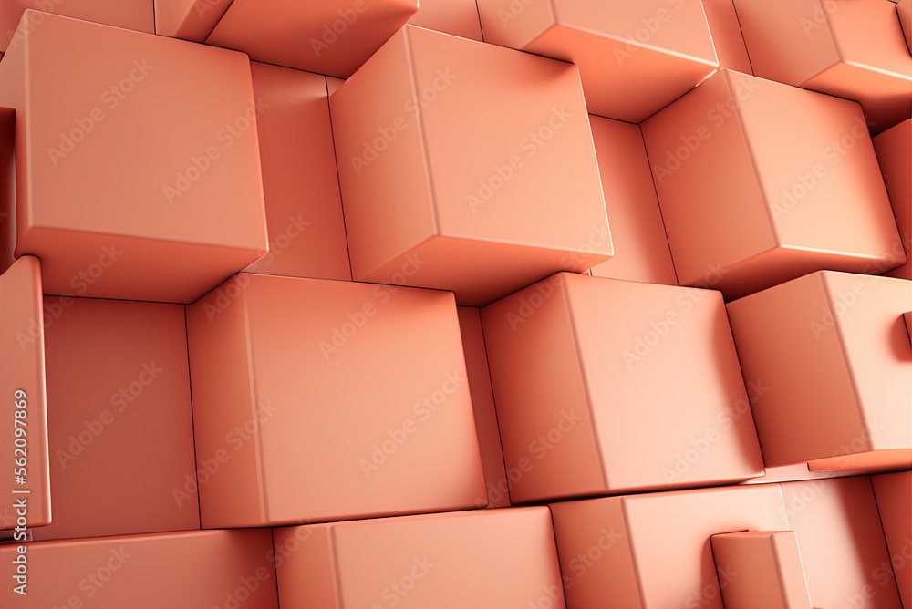 Poster tiled square wall from the future. the wallpaper is a peach tile pattern with polished squares. gene