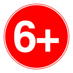 Obraz premium Age Ratting Sign Suitable for children over 6 on Transparent Background