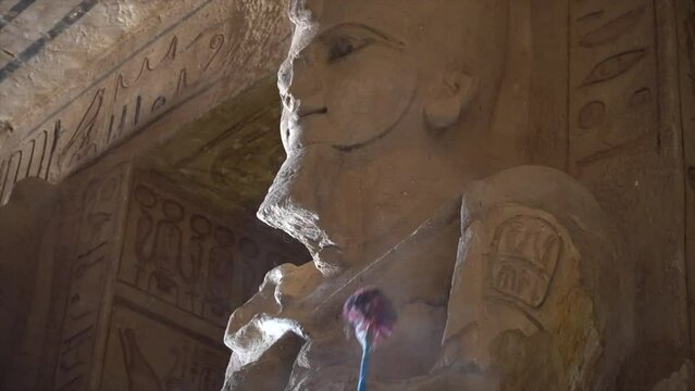 Ancient Statue getting Cleaned in Aswan, Egypt