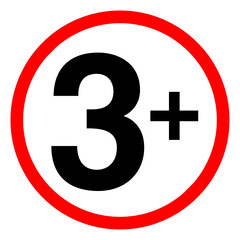 Obraz premium Age Ratting Sign Suitable for children over 3 on Transparent Background